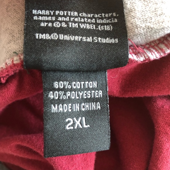 Universal Studios Harry Potter Gryffindor Lounge Pajama Pants 2XL Burgundy Gray - Picture 10 of 10
